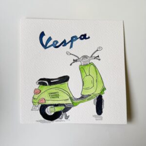 Vespa verde (Acuarela original)