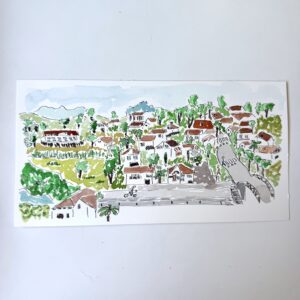 Vista de Ciboure (sur de Francia) (Acuarela original)