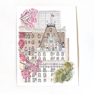 Hotel Plaza de Nueva York (acuarela original)